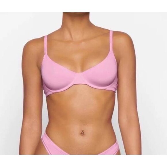 SKIMS Cotton Logo Demi Bra NEW Bubblegum 40C - Picture 1 of 11